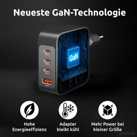 Power Adapter 3 Usb-C+1 Usb A 140w