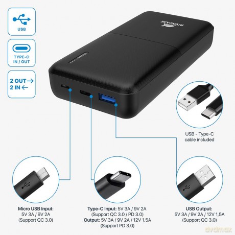 Power Bank 20000 Mah Nera Qc/Pd 18w