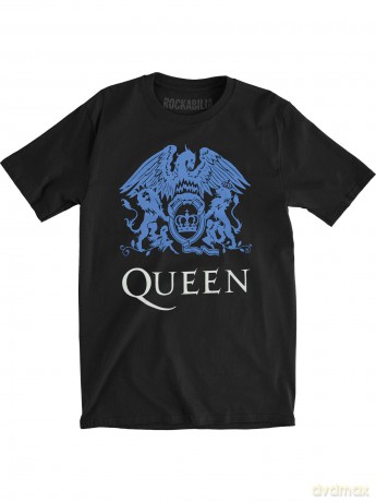 Queen Unisex Tee: Blue Crest (Large)