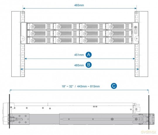 Rack Slide Rail Kit For 2u