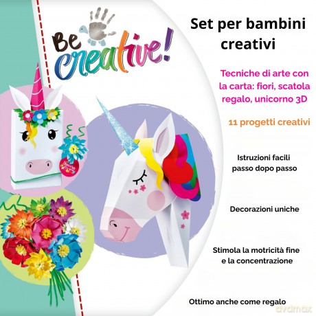 Ravensburger: Be Creative Midi Xl - Paper Art Fiori E Unicoro