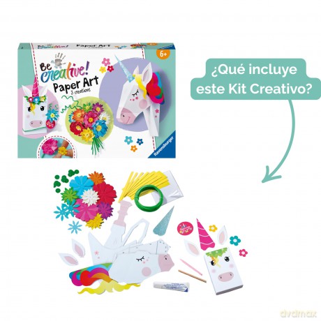 Ravensburger: Be Creative Midi Xl - Paper Art Fiori E Unicoro