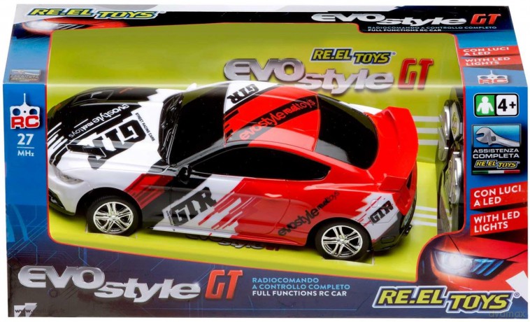 Re.El Toys 2241 - Evo Style Gt 19 Cm Rosso Scala 1:24 Con Radiocomando E Luci