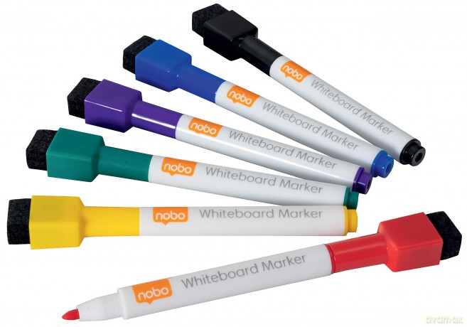 Rexel Mini Rewritable Dry Erase Markers - Assorted Colours, Pack Of 6