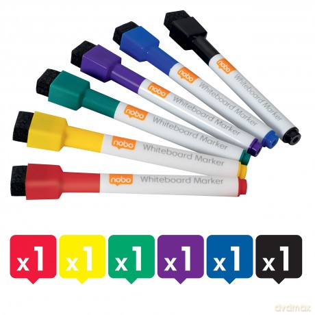 Rexel Mini Rewritable Dry Erase Markers - Assorted Colours, Pack Of 6