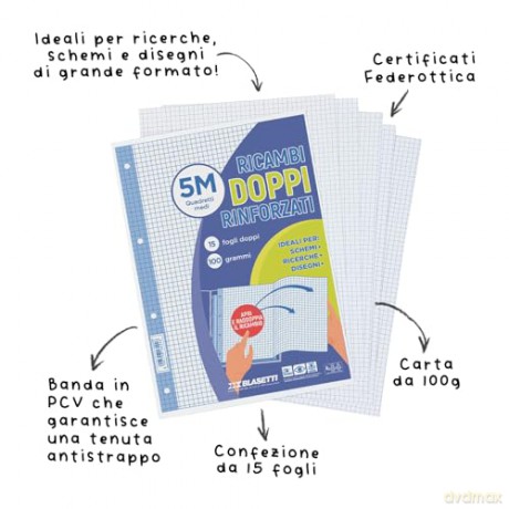 Ricambi Rinf Doppi A4 5m 15ff 100gr