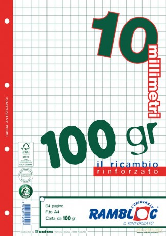 Ricambio Bianco A4 100gr 10mm 80ff