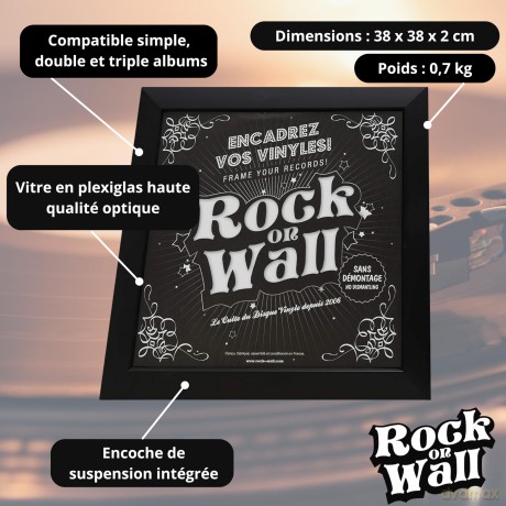 Rock On Wall Row12-Bl 12 Inch Vinyl Art Frame - Black