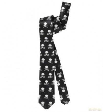 Satin Skull Neckties Accessory for Halloween Fancy Dress