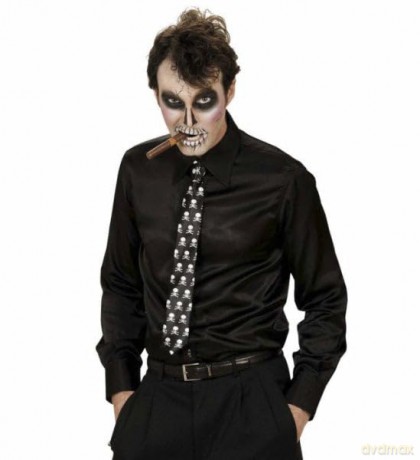 Satin Skull Neckties Accessory for Halloween Fancy Dress