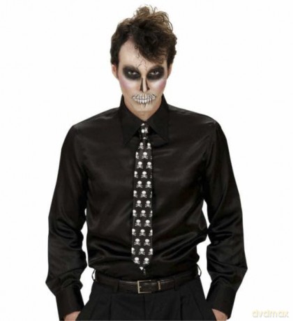 Satin Skull Neckties Accessory for Halloween Fancy Dress