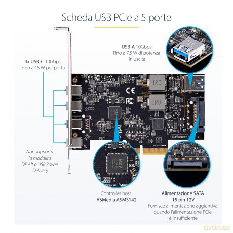 Scheda Pcie Usb A 5 Porte