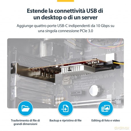 Scheda Pcie Usb-C 4 Porte 10gb
