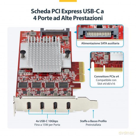 Scheda Pcie Usb-C 4 Porte 10gb