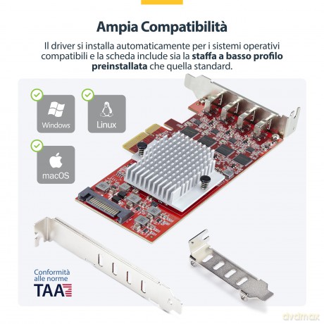 Scheda Pcie Usb-C 4 Porte 10gb