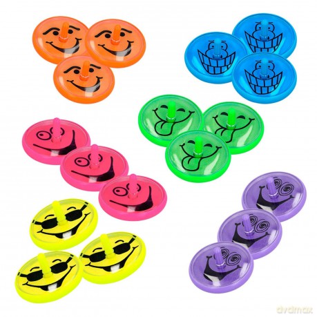 Set 18 Smiling Spinning Tops 6 Colours Ass. (4