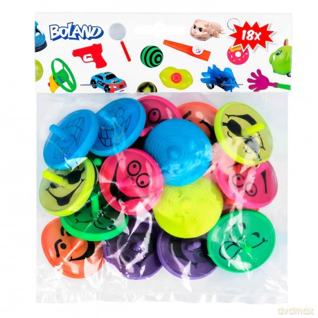 Set 18 Smiling Spinning Tops 6 Colours Ass. (4
