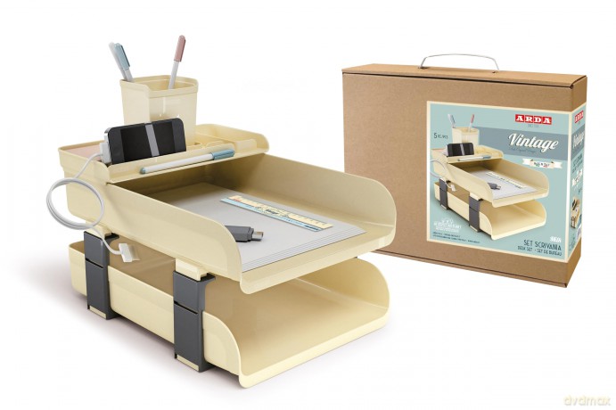 Set 5 Pz Scrivania Vintage Milk