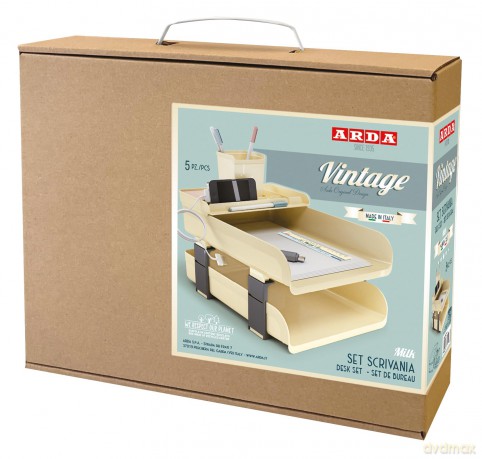 Set 5 Pz Scrivania Vintage Milk