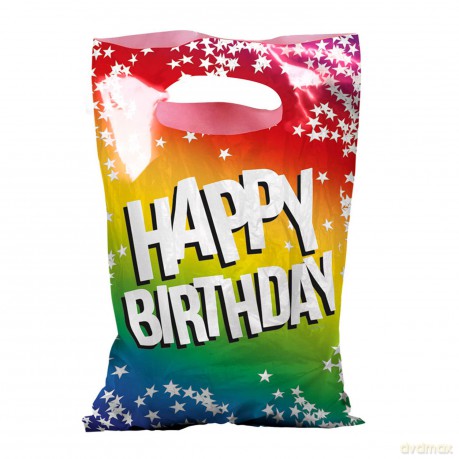 Set 6 Pe Party Bags 'Happy Birthday' 23x15cm