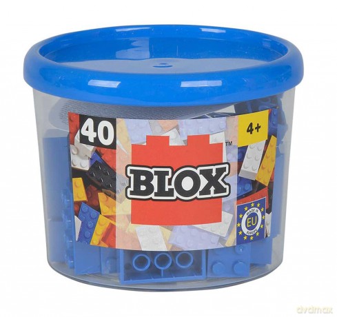 Simba 104118881 - Blox Steine In Dose, Konstruktionsspielzeug, 40, Blau