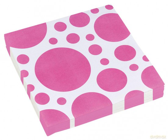 Solid Colour Dots Pink - 20 Tovaglioli 33x33cm