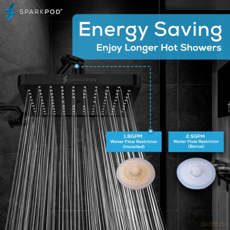 Sparkpod Shower Head 8 Square Matte Black