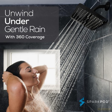 Sparkpod Shower Head 8 Square Matte Black