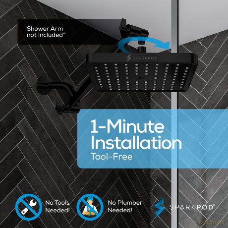 Sparkpod Shower Head 8 Square Matte Black