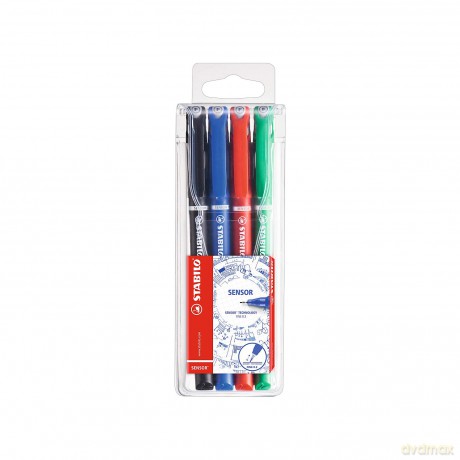 Stabilo Sensor 189 Fineliner Pen Water-Based Ink 0.8 Tip 0.3mm Line Assorted Ref 189/4