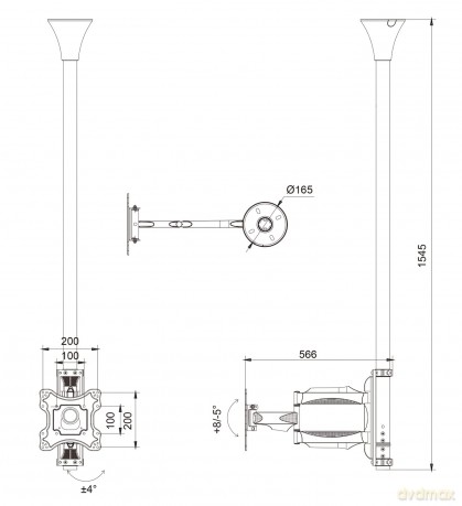 Staffa A Soffitto Serie M Vesa 200