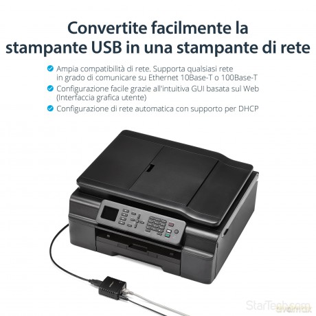 Startech 10/100 Mbps Ethernet To Usb 2.0 Network Lpr Usb Print Server