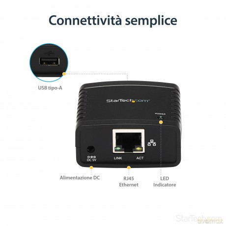 Startech 10/100 Mbps Ethernet To Usb 2.0 Network Lpr Usb Print Server