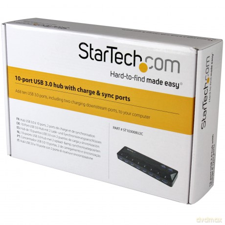 Startech 10-Port Usb 3.0 Hub With Charge And Sync Ports