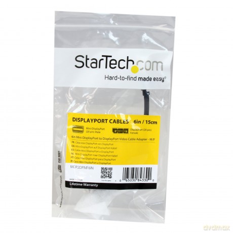 Startech 6 Inch Mini Displayport To Displayport Video Cable Adapter - M/F