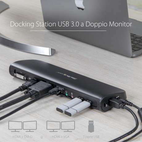 Startech Hdmi Dvi Vga Dual Video Universal Usb 3.0 Laptop Docking Station