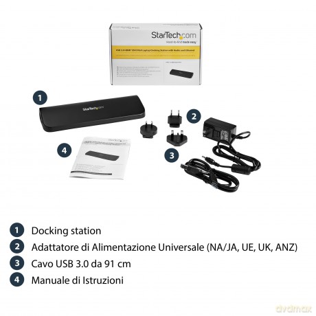Startech Hdmi Dvi Vga Dual Video Universal Usb 3.0 Laptop Docking Station
