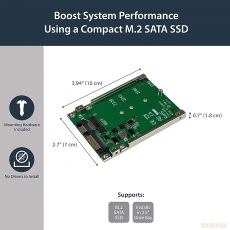 Startech M.2 Ssd To 2.5 Inch Sata Adapter Converter With Open Frame Housing