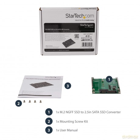 Startech M.2 Ssd To 2.5 Inch Sata Adapter Converter With Open Frame Housing