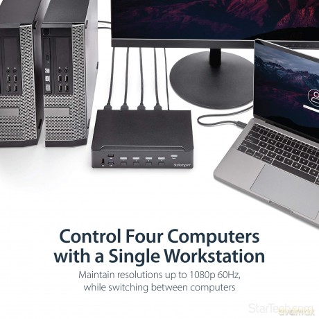 Startech Sv431hdu3a2 1080p 4-Port Hdmi Kvm Switch With Built-In Usb 3.0 Hub For Peripheral Devices
