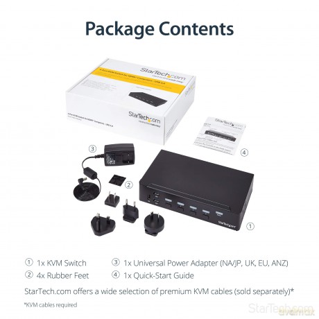 Startech Sv431hdu3a2 1080p 4-Port Hdmi Kvm Switch With Built-In Usb 3.0 Hub For Peripheral Devices
