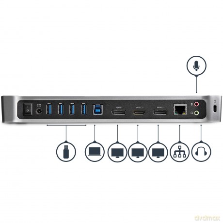 Startech Triple-Video Usb 3.0 Docking Station For Laptops