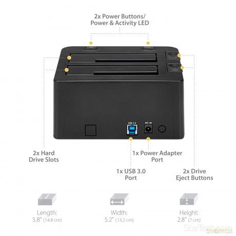 Startech Usb 3.0 Dual Hard Drive Docking Station With Uasp