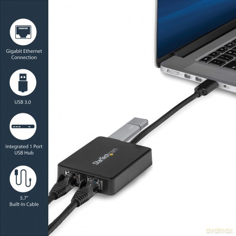 Startech Usb 3.0 To Dual Port Gigabit Ethernet Adapter Nic With Usb Port