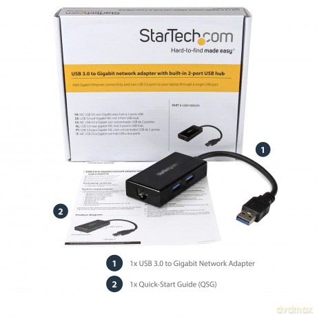 Startech Usb 3.0 To Gigabit Network Adapter With Built-In 2 Port Usb Hub