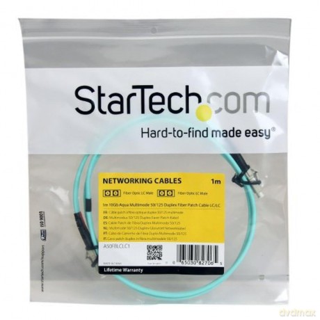 Startech.Com 1m Fiber Optic Cable - 10 Gb Aqua - Multimode Duplex 50/125 - Lszh - Lc/Lc - Om3 - Lc To Lc Fiber Patch Cable