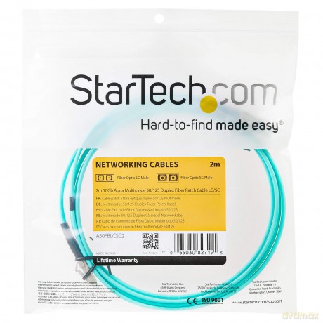 Startech.Com 2m Fiber Optic Cable - 10 Gb Aqua - Multimode Duplex 50/125 - Lszh - Lc/Lc - Om3 - Lc To Lc Fiber Patch Cable