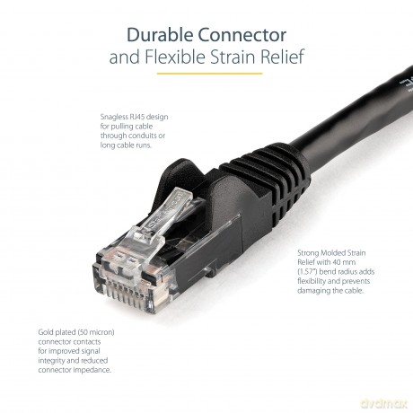 Startech.Com 2m Gigabit Snagless Utp Cat6 Rj45 Patch Cable - Black