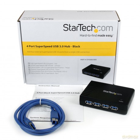 Startech.Com 4 Port Black Superspeed Usb 3.0 Hub - Interface Hubs
