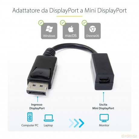 Startech.Com Dp2mdpmf6in 6in Displayport To Mini Displayport Video Cable Adapter - M/F